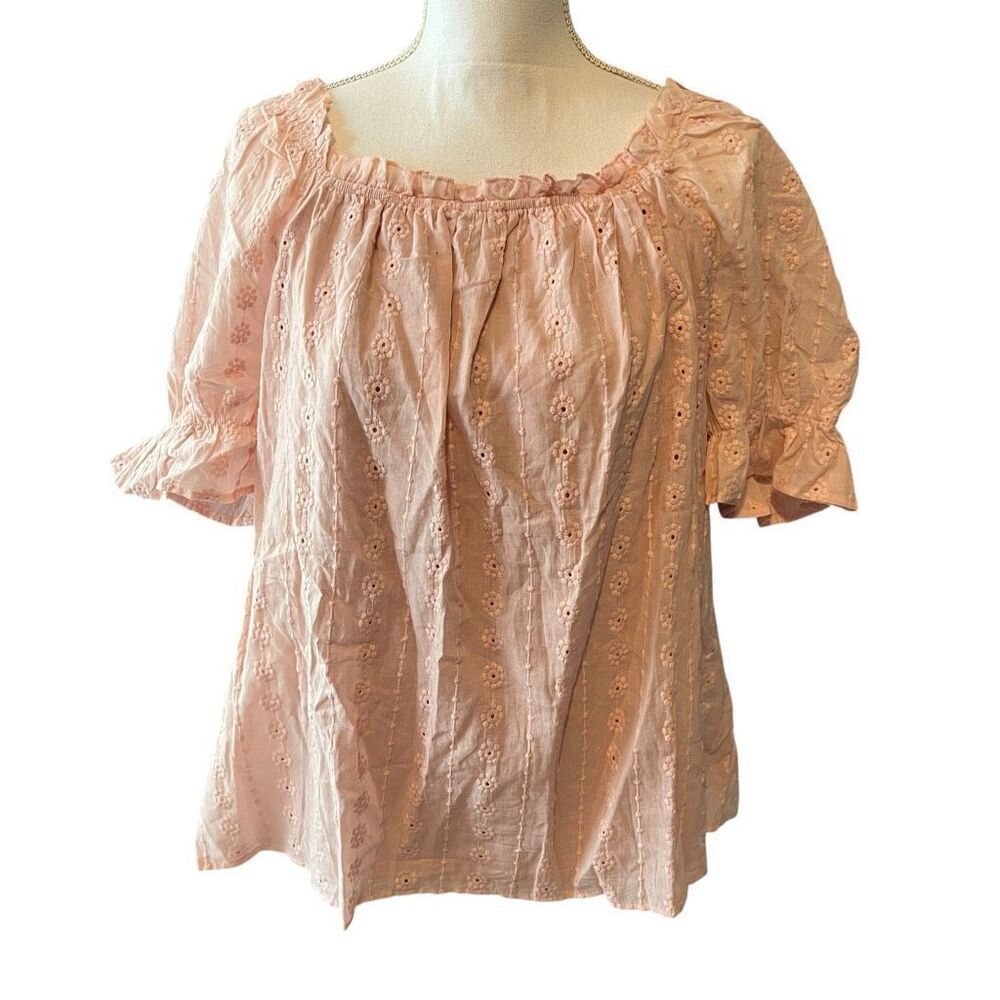 NWT Bloomchic Short Sleeve Light Pink Lace Flowy Top Size 12